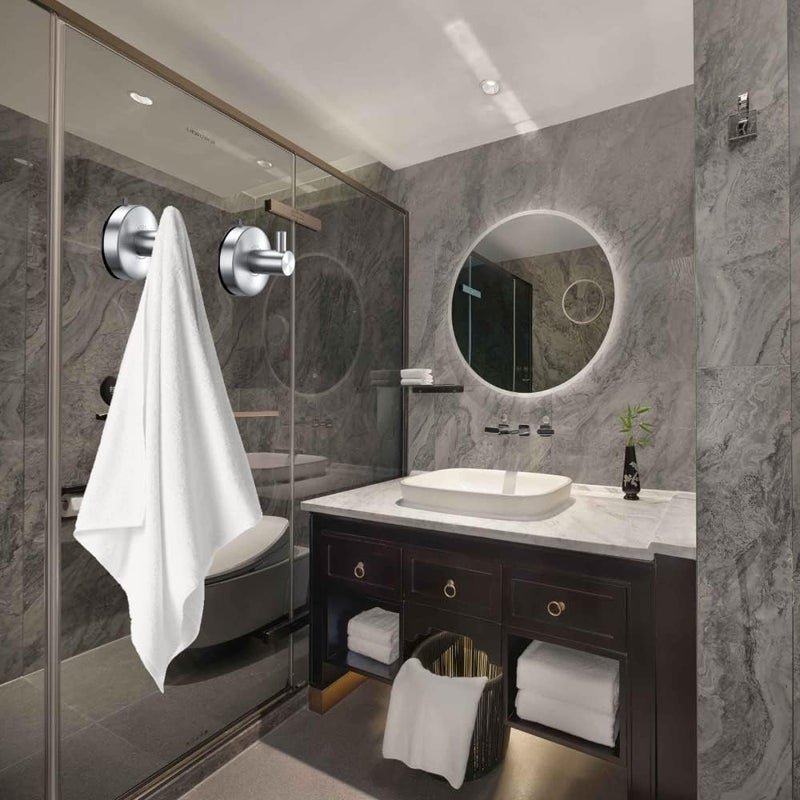 DGYB Suction Cup Hooks for Shower Set of 2 Brushed Nickel Towel Hooks for Bathrooms SUS 304 Stainless Steel Shower Hook for Loofah 15 Lb Bathroom Hook for Towels - Image 4